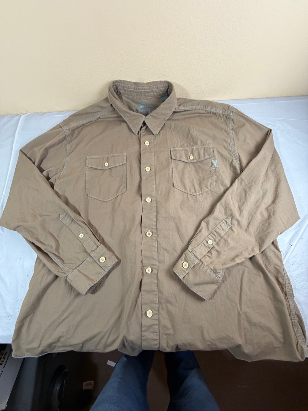 Tommy Bahama Men's Long-Sleeve Button-Down Shirt in Light Brown